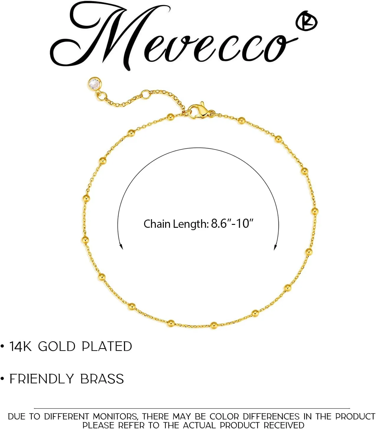 MEVECCO Anklet for Women Gold Chain 14K Gold Plated Dainty Boho Beach Summer Simple Foot Jewelry Ankle Bracelet