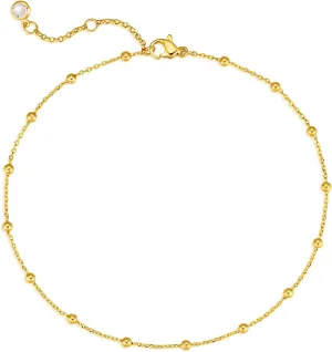 MEVECCO Anklet for Women Gold Chain 14K Gold Plated Dainty Boho Beach Summer Simple Foot Jewelry Ankle Bracelet