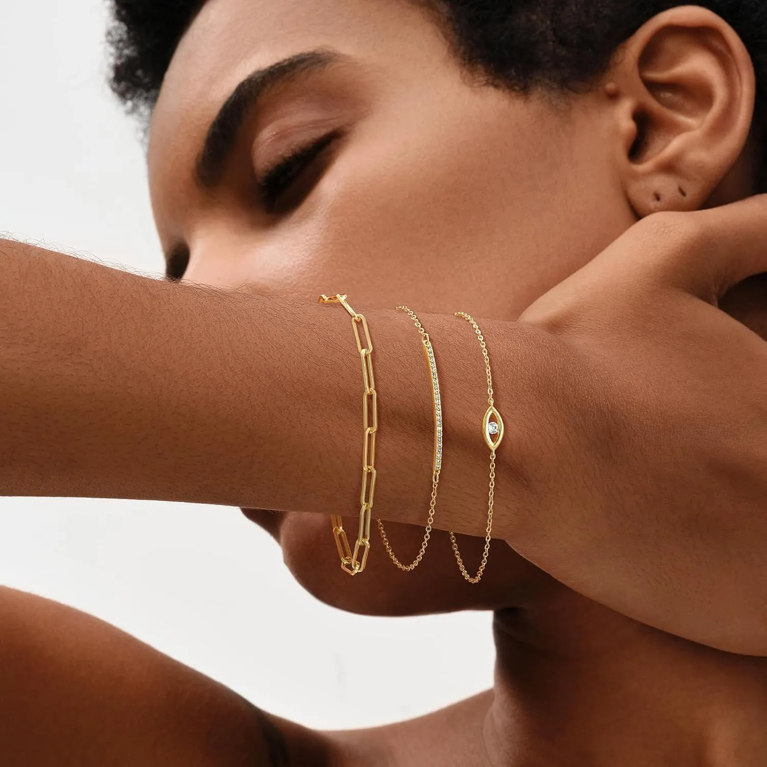 MEVECCO Bracelet for Women 14K Gold Plated Dainty Chain Simple Jewelry Cute Handmade Minimalist for Her