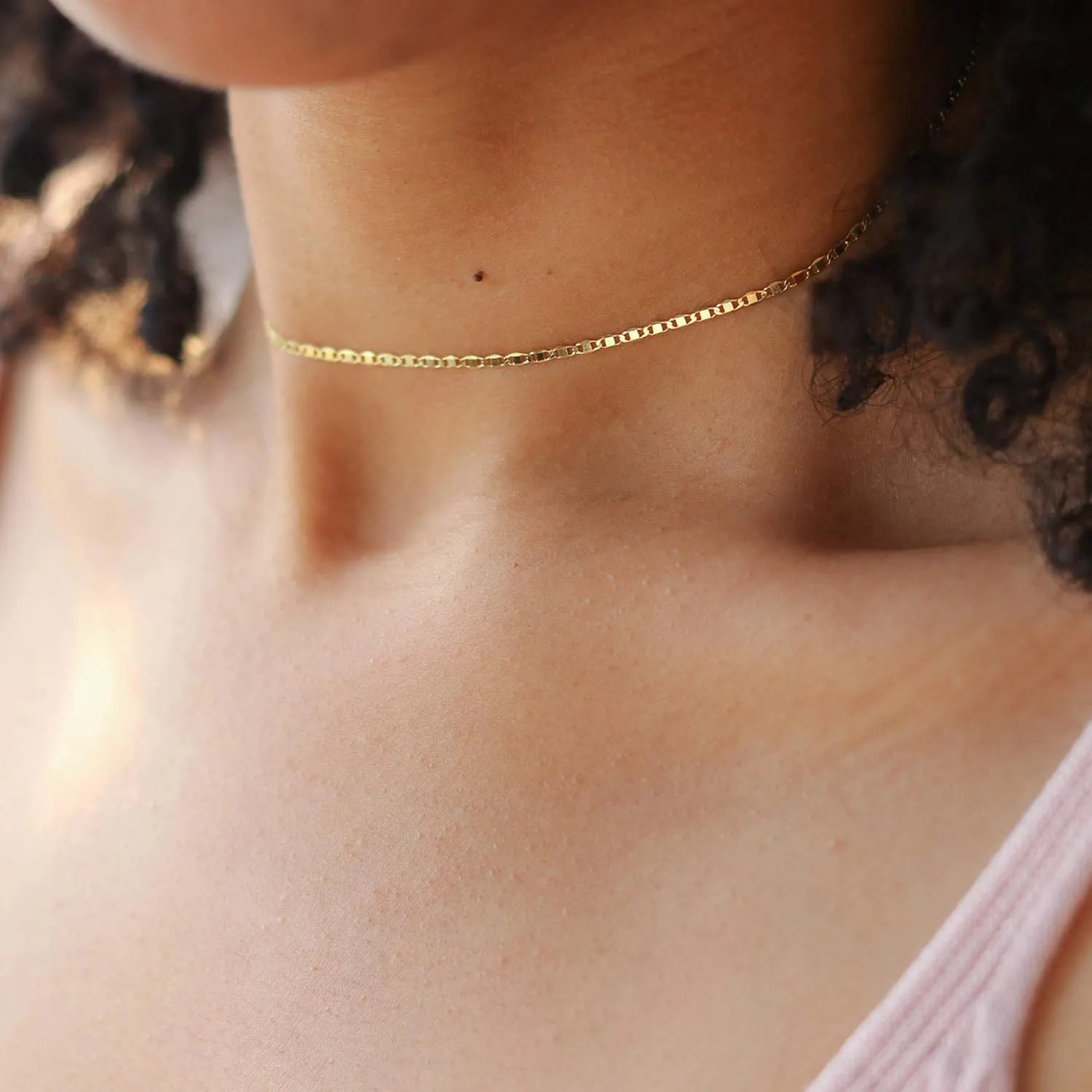 MEVECCO Dainty Gold Chain Choker Necklace 14K Gold Plated Handmade Boho Cute Tiny Beaded Link Choker Necklace Delicate Simple Minimalist Choker Necklace for Women