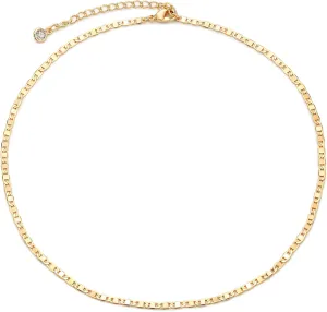 MEVECCO Dainty Gold Chain Choker Necklace 14K Gold Plated Handmade Boho Cute Tiny Beaded Link Choker Necklace Delicate Simple Minimalist Choker Necklace for Women
