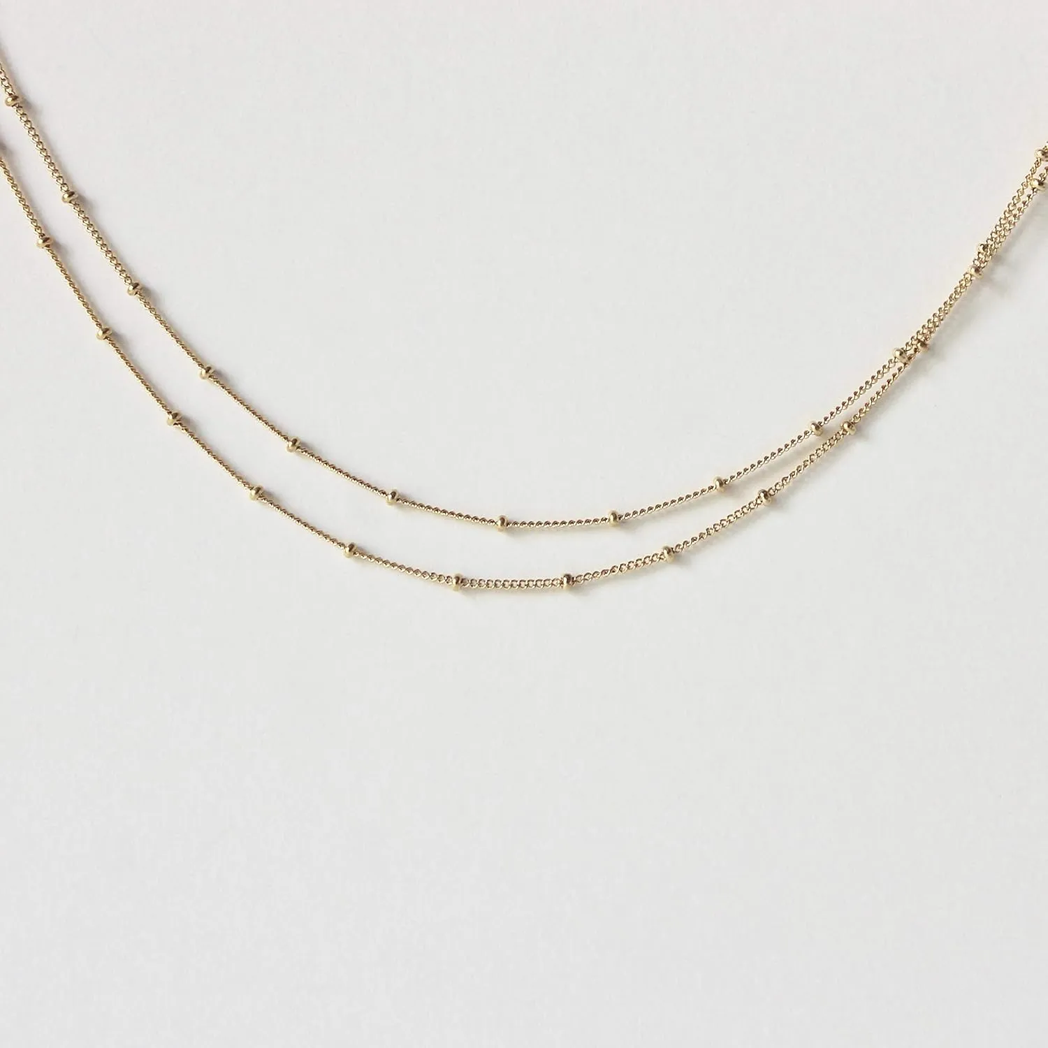 MEVECCO Dainty Gold Chain Choker Necklace 14K Gold Plated Handmade Boho Cute Tiny Beaded Link Choker Necklace Delicate Simple Minimalist Choker Necklace for Women