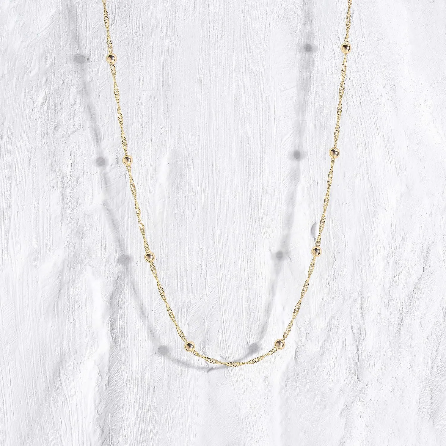 MEVECCO Dainty Gold Chain Choker Necklace 14K Gold Plated Handmade Boho Cute Tiny Beaded Link Choker Necklace Delicate Simple Minimalist Choker Necklace for Women