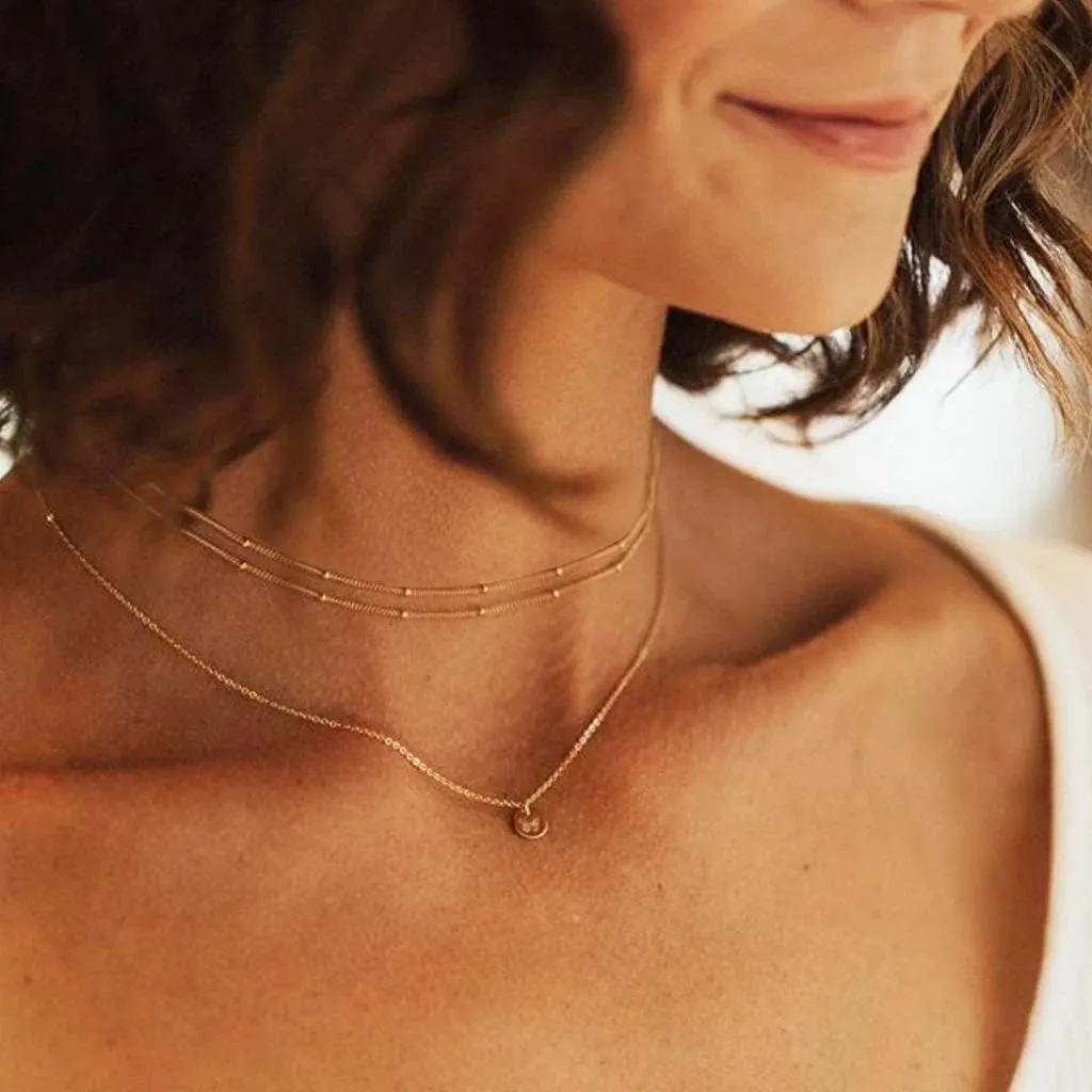MEVECCO Dainty Gold Chain Choker Necklace 14K Gold Plated Handmade Boho Cute Tiny Beaded Link Choker Necklace Delicate Simple Minimalist Choker Necklace for Women