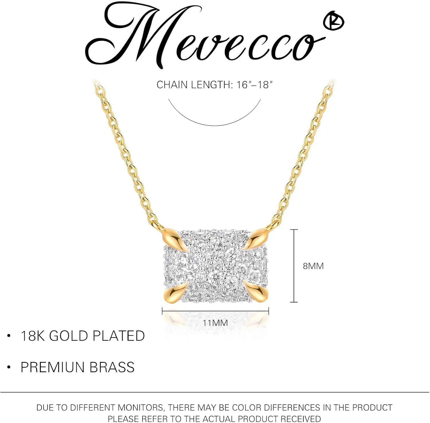 MEVECCO Dainty Gold Necklace For Women 18k Gold Plated Full CZ Pendant Necklace Handmade Necklace Jewelry Everyday Wear