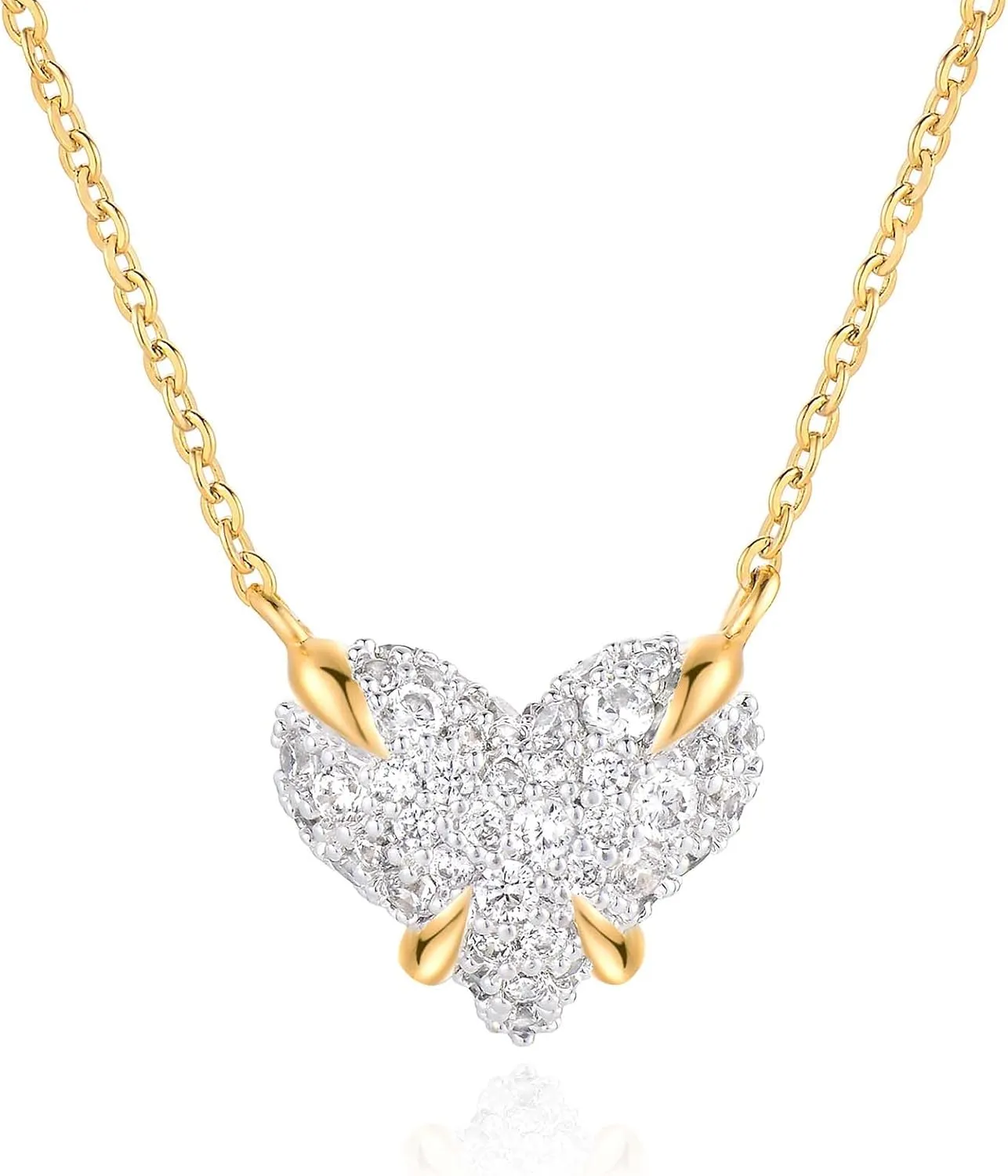 MEVECCO Dainty Gold Necklace For Women 18k Gold Plated Full CZ Pendant Necklace Handmade Necklace Jewelry Everyday Wear