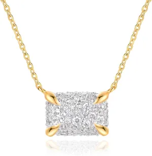 MEVECCO Dainty Gold Necklace For Women 18k Gold Plated Full CZ Pendant Necklace Handmade Necklace Jewelry Everyday Wear