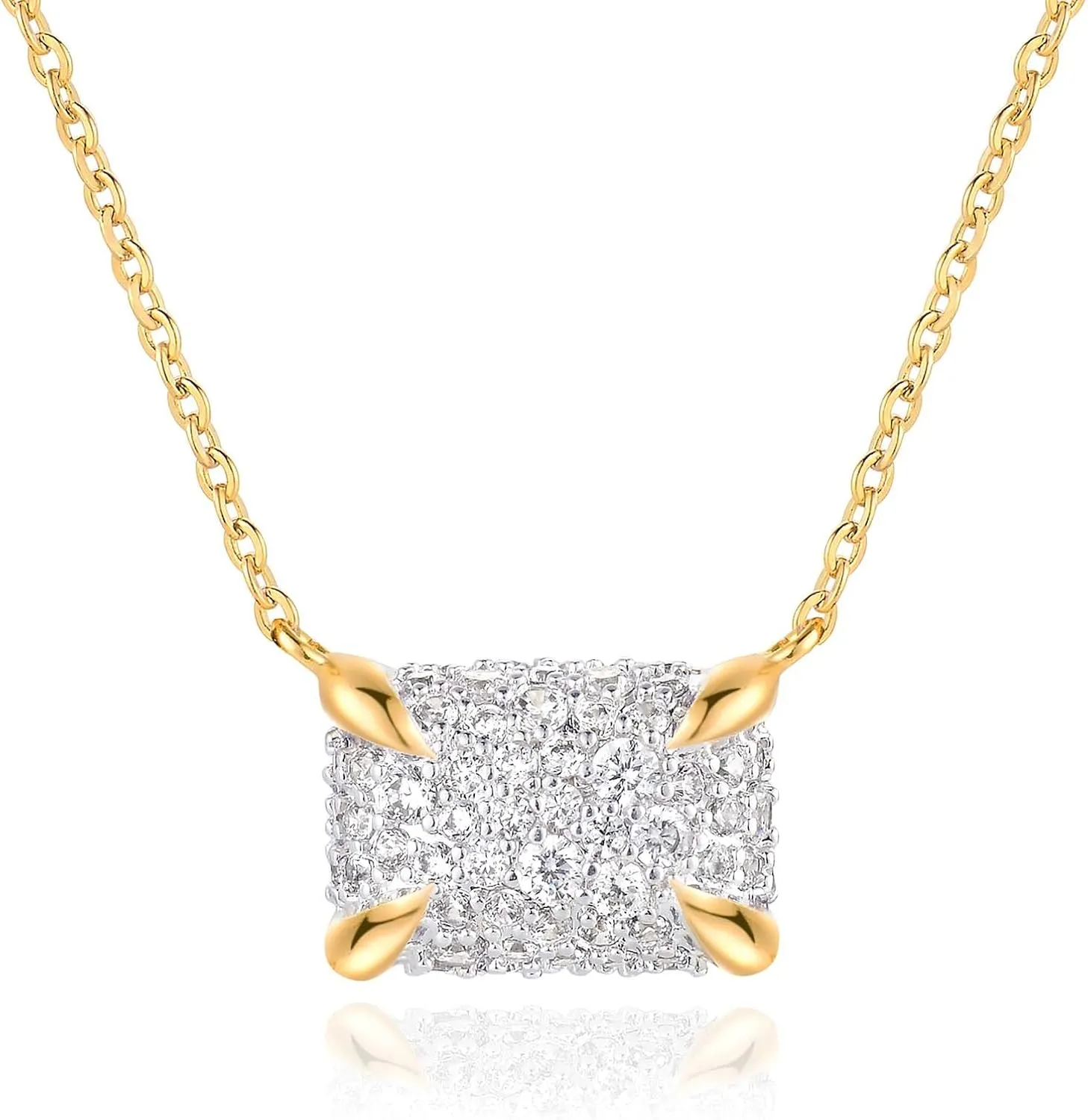 MEVECCO Dainty Gold Necklace For Women 18k Gold Plated Full CZ Pendant Necklace Handmade Necklace Jewelry Everyday Wear