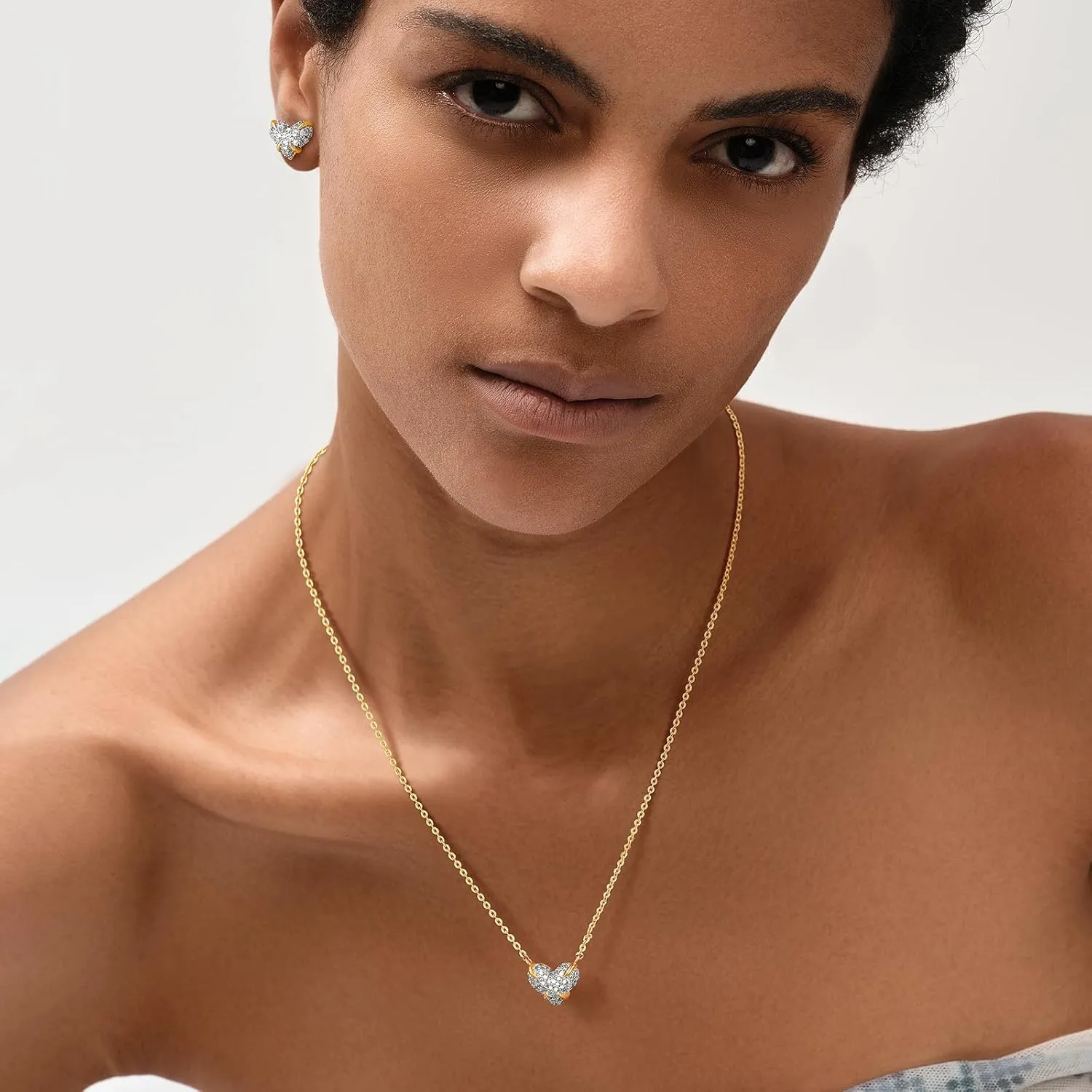 MEVECCO Dainty Gold Necklace For Women 18k Gold Plated Full CZ Pendant Necklace Handmade Necklace Jewelry Everyday Wear