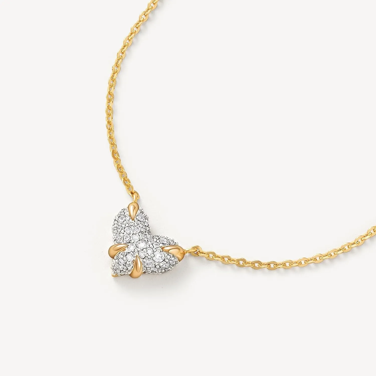 MEVECCO Dainty Gold Necklace For Women 18k Gold Plated Full CZ Pendant Necklace Handmade Necklace Jewelry Everyday Wear