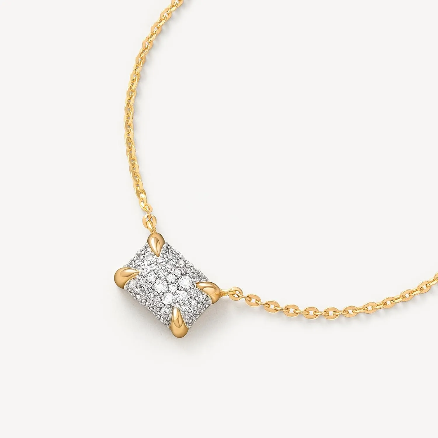 MEVECCO Dainty Gold Necklace For Women 18k Gold Plated Full CZ Pendant Necklace Handmade Necklace Jewelry Everyday Wear