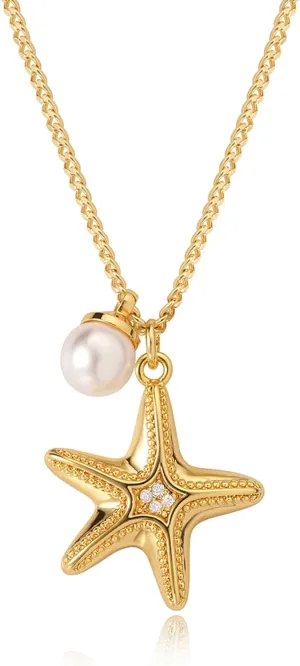 MEVECCO Dainty Gold Seashell Pendent Necklace Ocean Necklace for Women 18K Gold Plated Necklace Boho Handmade Summer Beach Necklace Jewelry