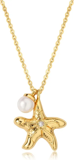 MEVECCO Dainty Gold Seashell Pendent Necklace Ocean Necklace for Women 18K Gold Plated Necklace Boho Handmade Summer Beach Necklace Jewelry