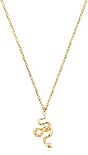 MEVECCO Dainty Gold Snake Necklace for Women 18k Gold Plated Snake Charm Pendent Necklace Minimalist Delicate Handmade Boho Jewelry For Her