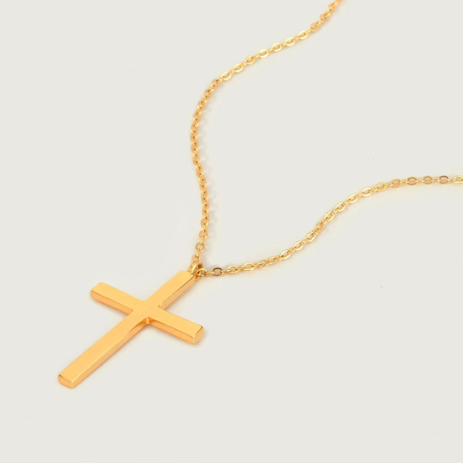 MEVECCO Gold Dainty Cross Necklace 18K Gold Plated CZ Turquoise Faith Pendant Necklace Minimalist Handmade Crucifix Chain Necklace Gift