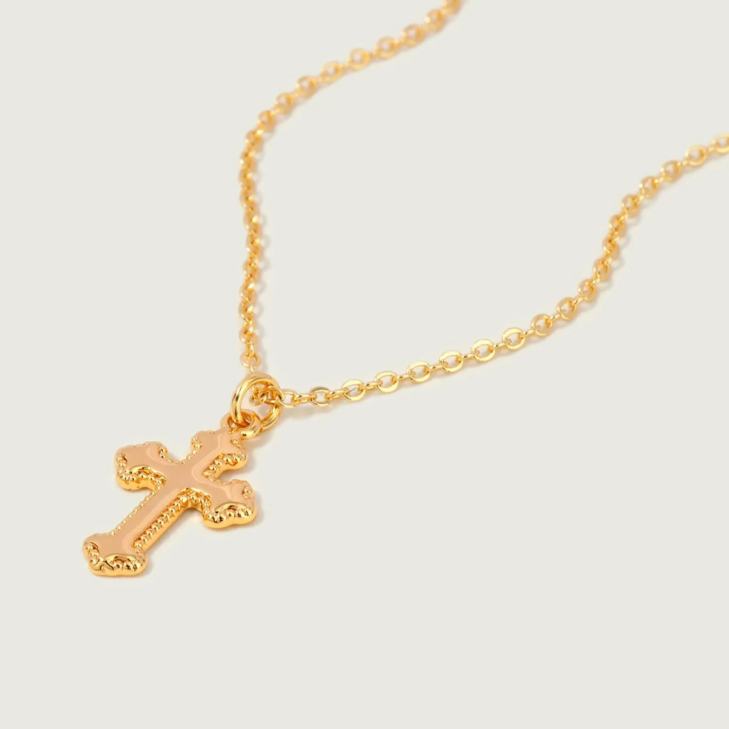 MEVECCO Gold Dainty Cross Necklace 18K Gold Plated CZ Turquoise Faith Pendant Necklace Minimalist Handmade Crucifix Chain Necklace Gift