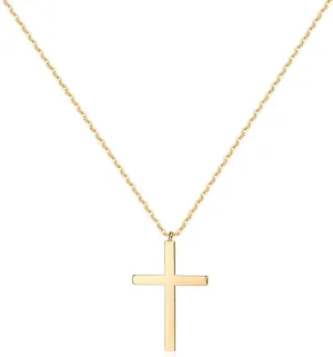 MEVECCO Gold Dainty Cross Necklace 18K Gold Plated CZ Turquoise Faith Pendant Necklace Minimalist Handmade Crucifix Chain Necklace Gift