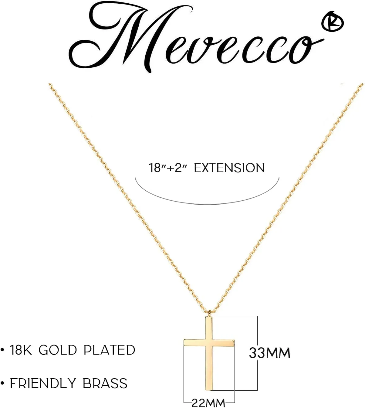 MEVECCO Gold Dainty Cross Necklace 18K Gold Plated CZ Turquoise Faith Pendant Necklace Minimalist Handmade Crucifix Chain Necklace Gift
