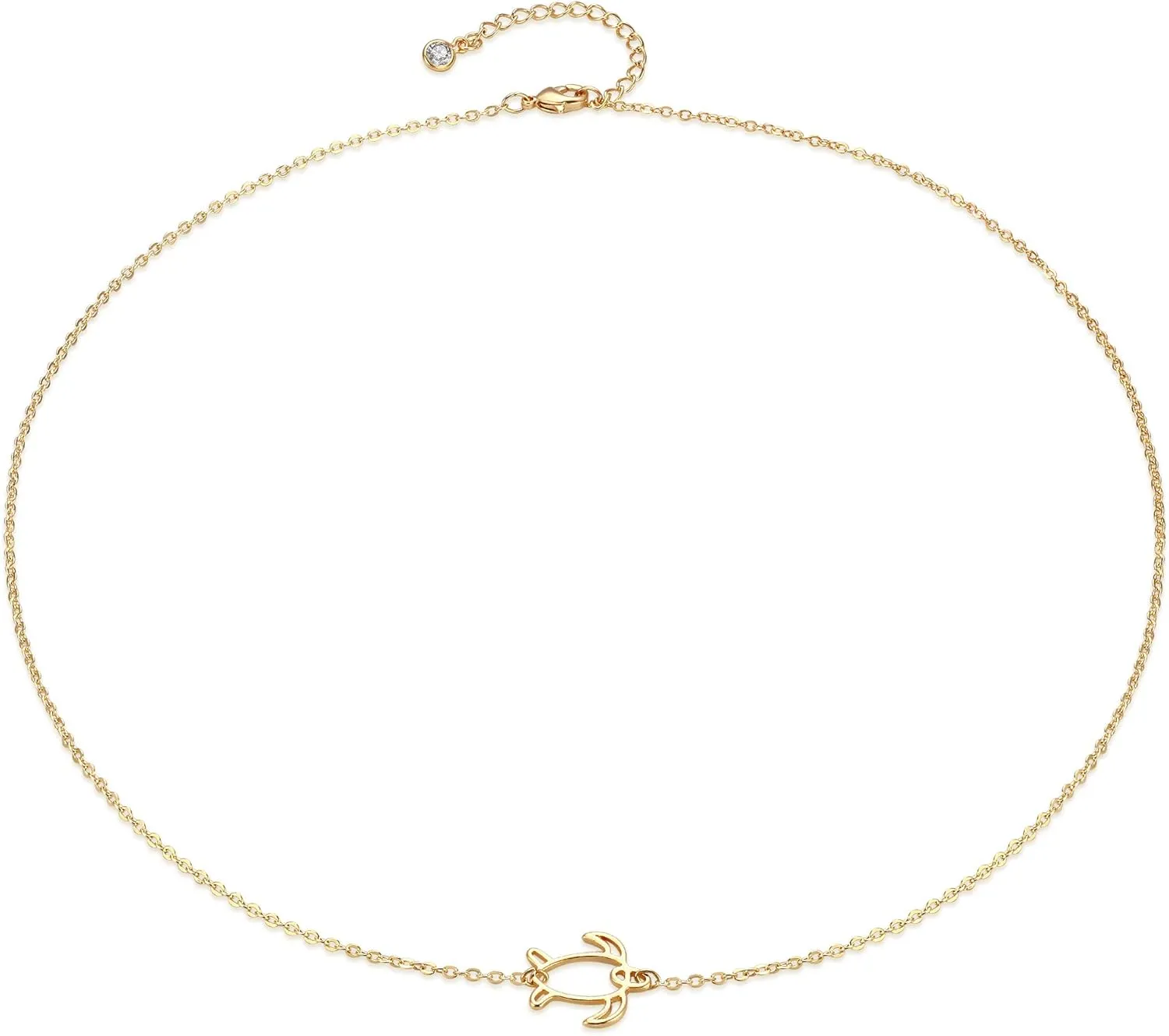 MEVECCO Gold Dainty Turtle Necklace for Women,14K Gold Plated Cute Tiny Boho Sea Tortoise Pendant Necklace