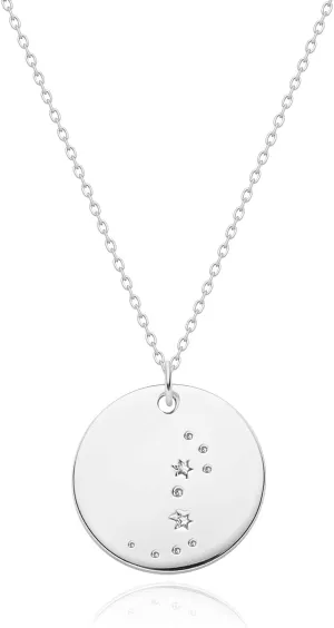MEVECCO Gold Necklace Coin Disc Zodiac 12 Constellation Star Connected Engraved Horoscope Sign Astrology Pendant 18K Gold Plated Chain Dainty Personalized Simple Jewelry