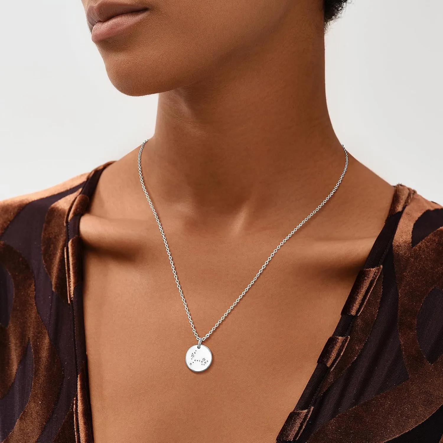 MEVECCO Gold Necklace Coin Disc Zodiac 12 Constellation Star Connected Engraved Horoscope Sign Astrology Pendant 18K Gold Plated Chain Dainty Personalized Simple Jewelry