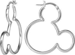 Mickey and Minnie Mouse Hoop Earrings for Women Official License, Outline Sterling Silver Disney Earrings for Women