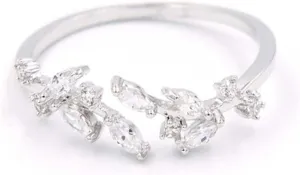 MIFYNN Double Leaf Wrap Rings for Women Dainty Zircon Rings Adjustable Hypoallergenic