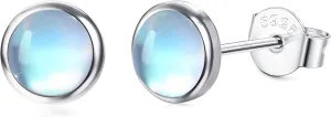 Milacolato 925 Sterling Silver Moonstone Stud Earrings Synthetic Moonstone Jewelry for Women Hypoallergenic for Sensitive Ears