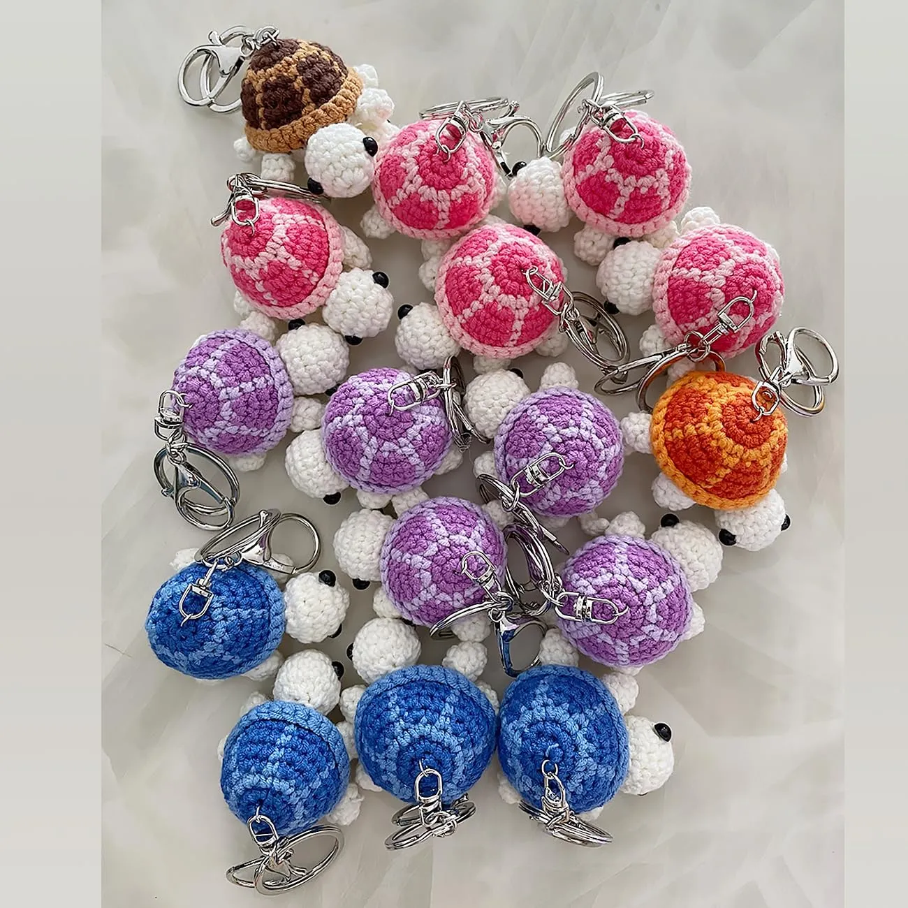 Mini Handmade Crochet Turtle Keychain Crochet Animal Turtles for Keyring Charm Handbag Bag Purse Pendant