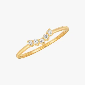 Minimal Chevron Pave Ring Gold