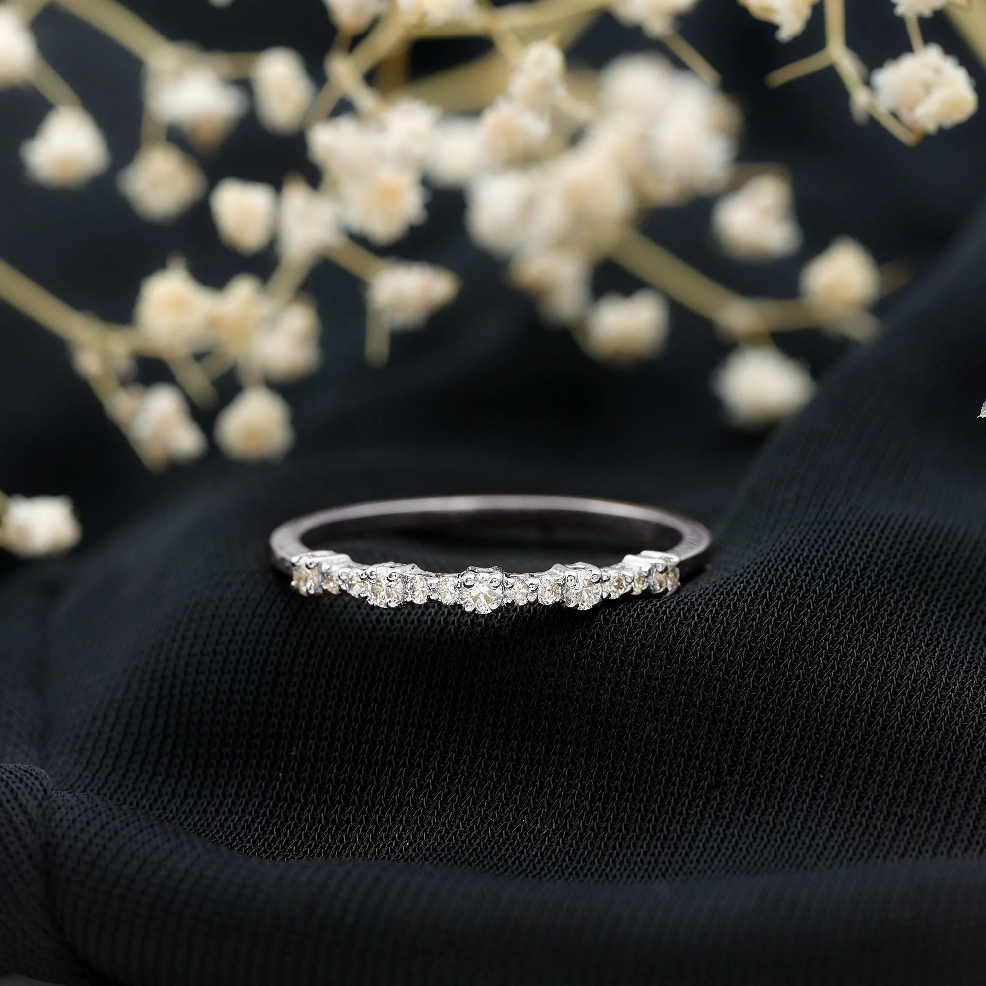 Minimal Diamond Half Eternity Stackable Ring