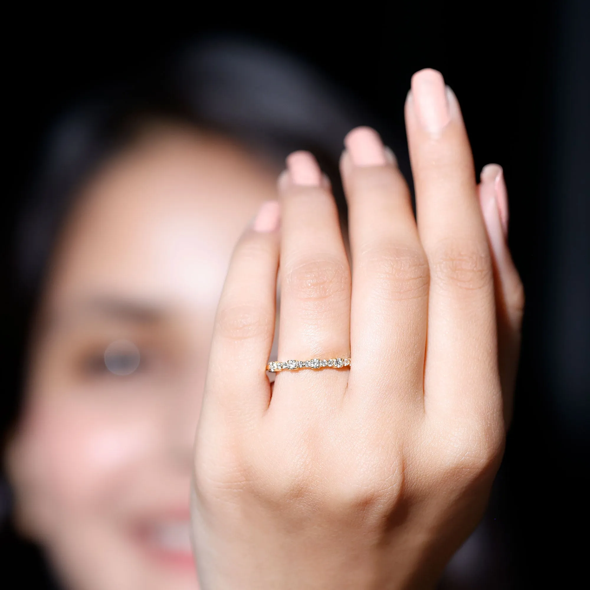 Minimal Diamond Half Eternity Stackable Ring