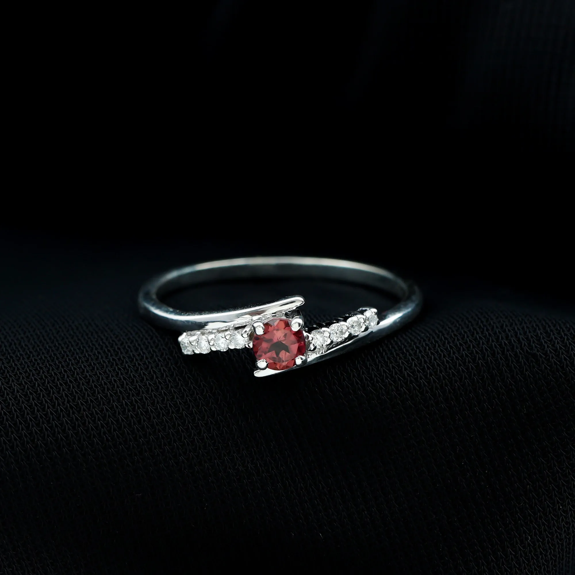 Minimal Pink Tourmaline and Diamond Bypass Promise Ring