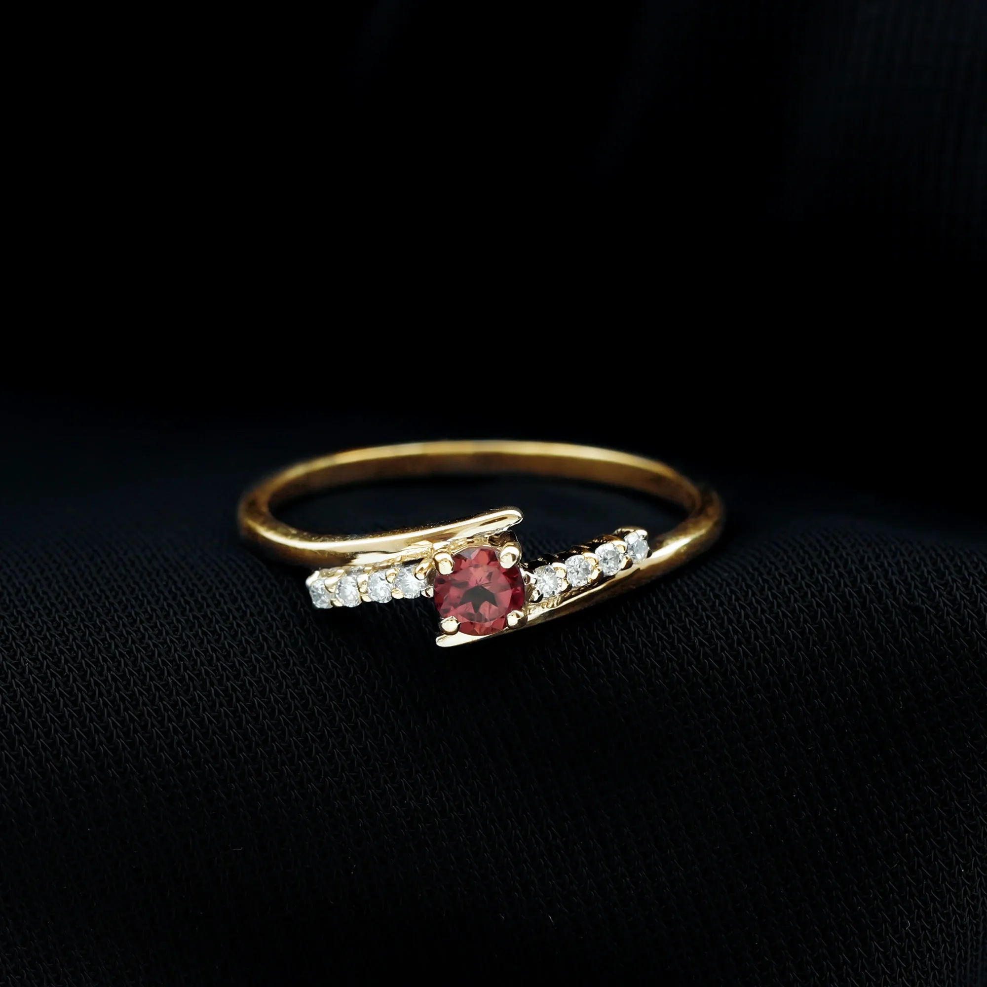 Minimal Pink Tourmaline and Diamond Bypass Promise Ring
