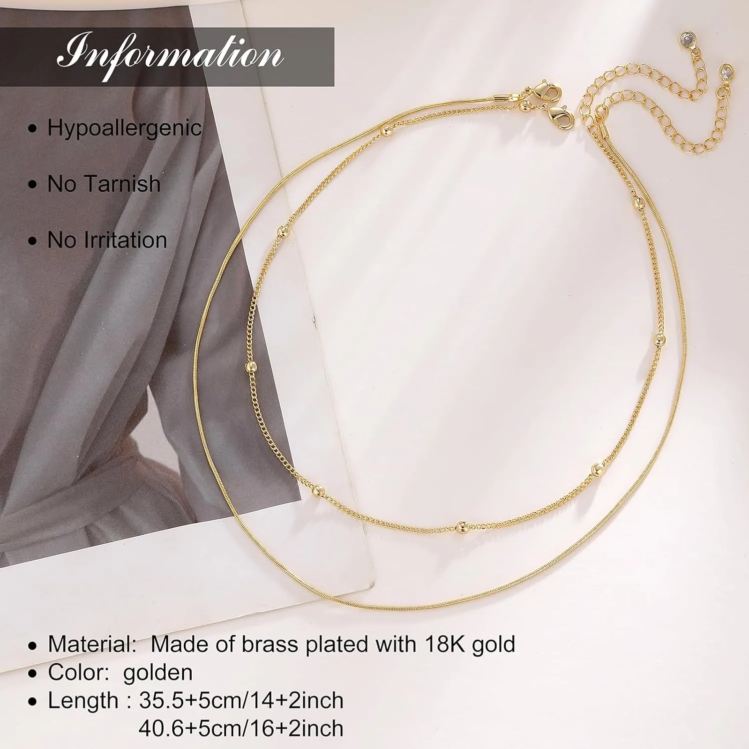 MJartoria Dainty Choker Necklace for Women 14K Gold Plated Minimalist Chain Choker Necklace Trendy Satellite Bead Choker Jewelry Gifts