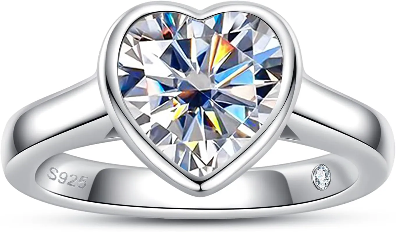 Moissanite Engagement Rings 3-5cttw Pear/Emerald/Marquise/Round/Cushion/Heart/Oval Cut D Color VVS1 S925 Sterling Silver Promise Wedding Rings for Women with Certificate Elegant Gift Packed