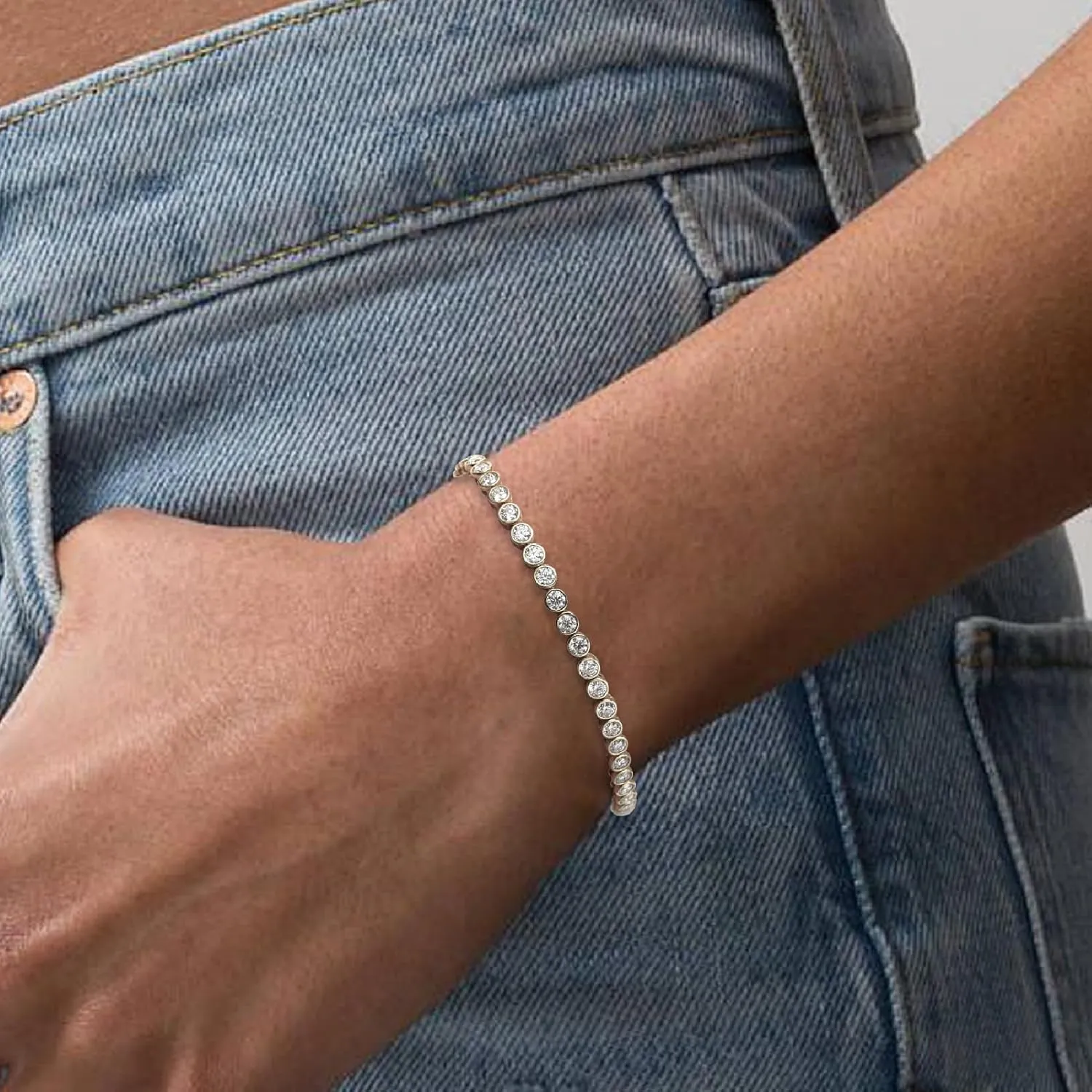 Moissanite Tennis Bracelet Women Men: 3MM 925 Sterling Silver 14k White Gold Plated 4.3CT VVS1 D Color Tennis Chain Bracelets Elegant Lab Diamond Moissanite Jewelry Anniversary Necklaces for Women Wife Mom