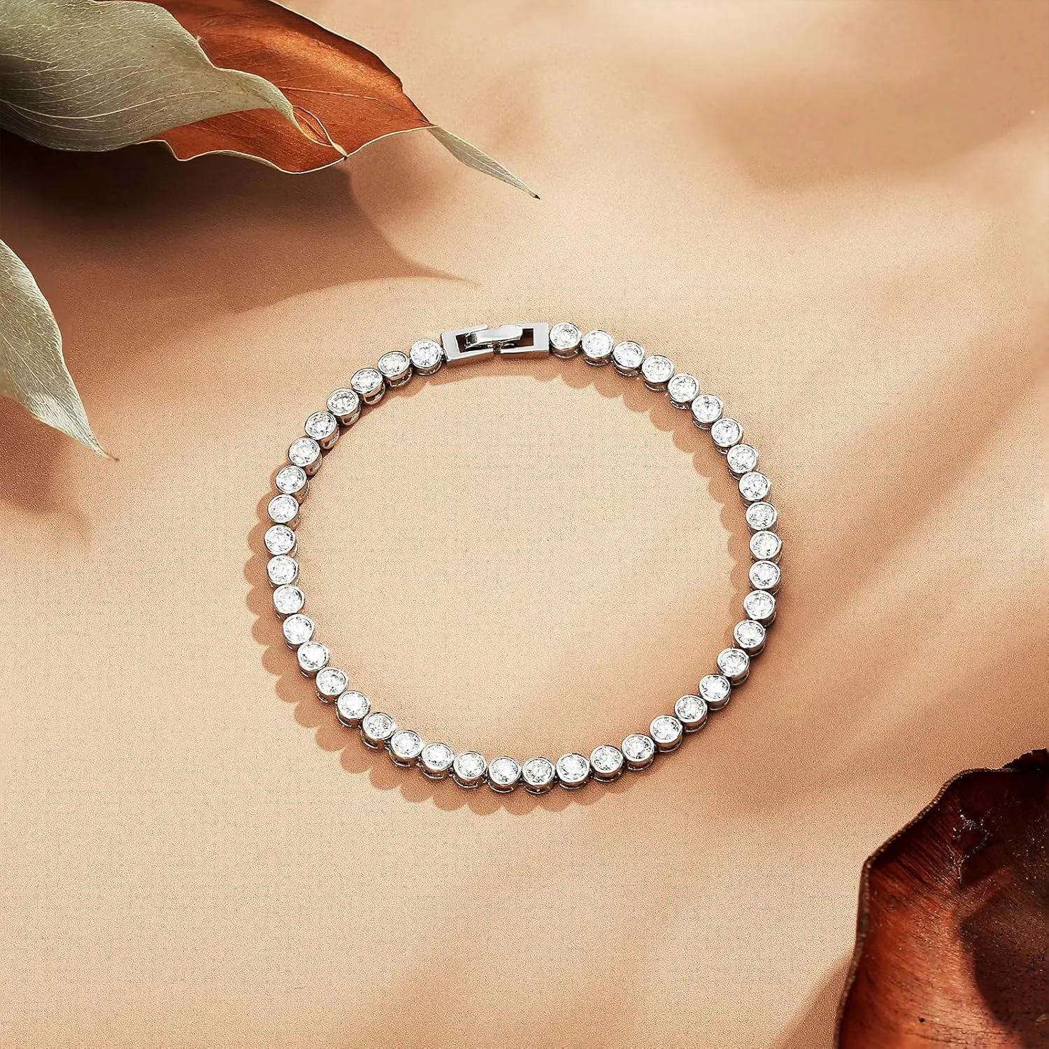 Moissanite Tennis Bracelet Women Men: 3MM 925 Sterling Silver 14k White Gold Plated 4.3CT VVS1 D Color Tennis Chain Bracelets Elegant Lab Diamond Moissanite Jewelry Anniversary Necklaces for Women Wife Mom