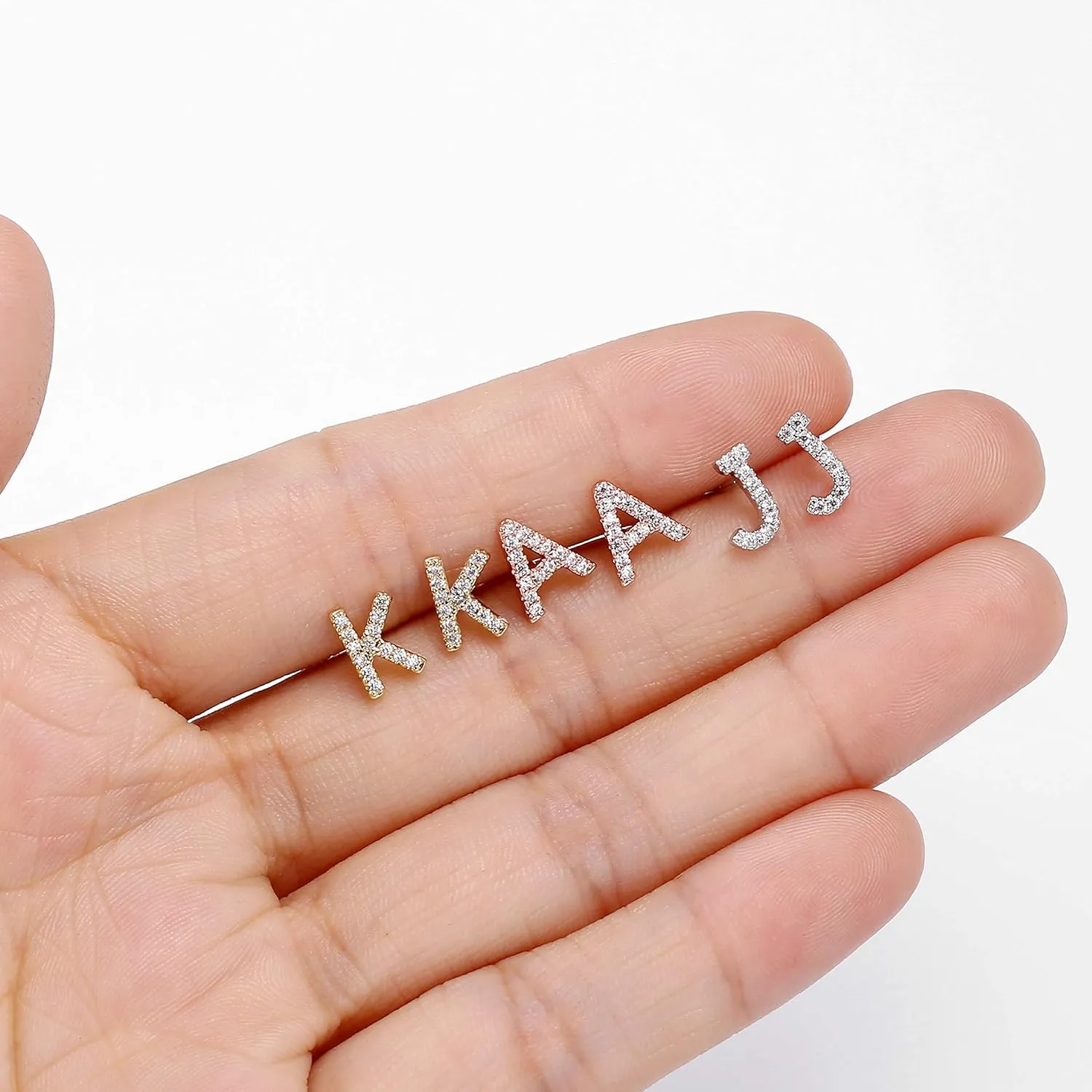 MONOOC Initial Stud Earrings for Girls - S925 Sterling Silver Post Cubic Zirconia Stud Earrings Initial Earrings for Girls Women Hypoallergenic Earrings Birthday Gifts for Girls Kids Jewelry