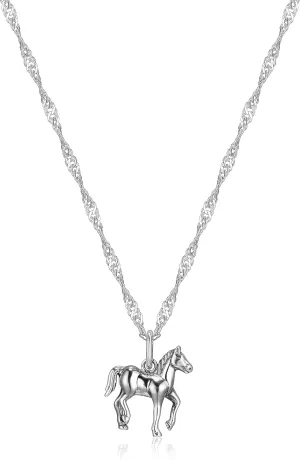 MORGAN & PAIGE .925 Sterling Silver Oxidized Horse Sterling Silver Necklace for Women, Dainty and Lightweight Charm Womens Necklaces, Gift Silver Jewelry for Her 16" Cable Chain   2" Extender