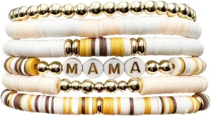 Mother's Day Bracelets Stretch Bracelet Polymer Clay Colorful Friendship Bracelets for Women Jewelry Set Gifts for Mom and Mother
