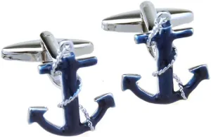 MRCUFF Anchor Navy Blue Rope Nautical Pair of Cufflinks Presentation Gift Box & Polishing Cloth