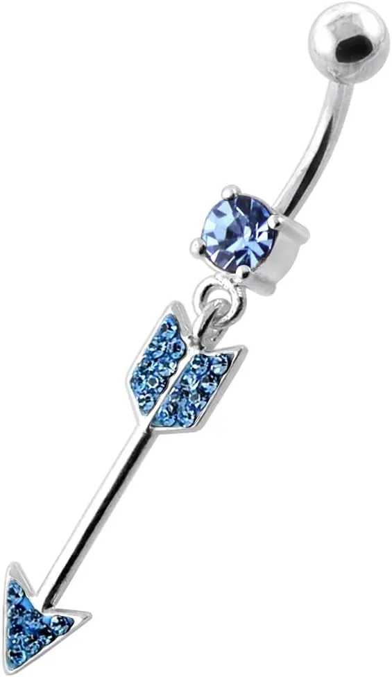 Multi Crystal Stone Colorful Stylish Arrow Dangling 925 Sterling Body Jewelry