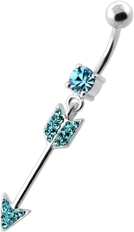 Multi Crystal Stone Colorful Stylish Arrow Dangling 925 Sterling Body Jewelry