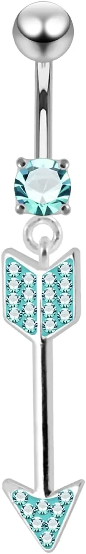 Multi Crystal Stone Colorful Stylish Arrow Dangling 925 Sterling Body Jewelry