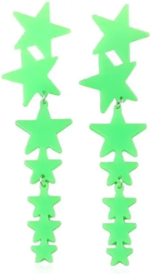 Multilayer Acrylic Big Star Dangle Drop Earrings for Women, Colorful Neon Geometric Pentagram Long Tassel Earrings Y2k 80s Party Charm Jewelry