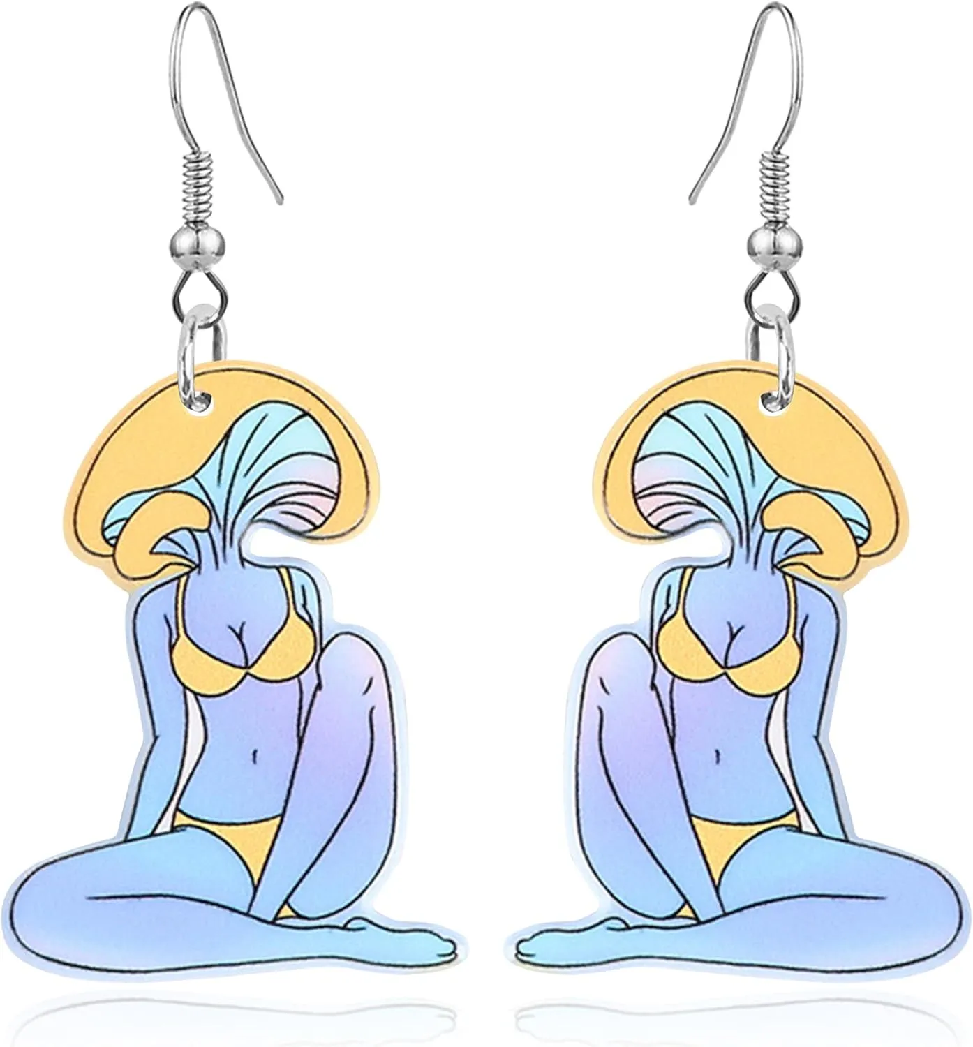Mushroom Earrings for Women Girls Vintage Funny Acrylic Earrings Cute Mushroom Dangle Drop Earrings Creative Novelty Body Shaped Mushroom Earrings Jewelry Gifts