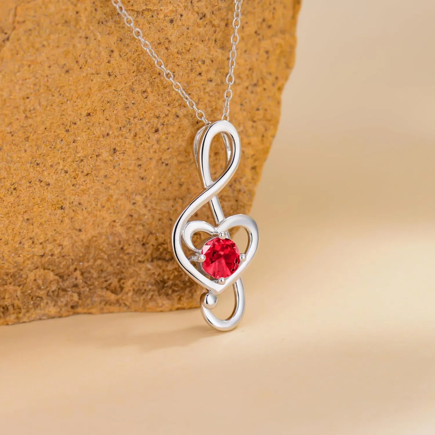 Music Note Necklaces for Women Sterling Silver 12 Birthstone Musical Necklace Jewelry Birthday Gifts Music Lovers Student Teacher