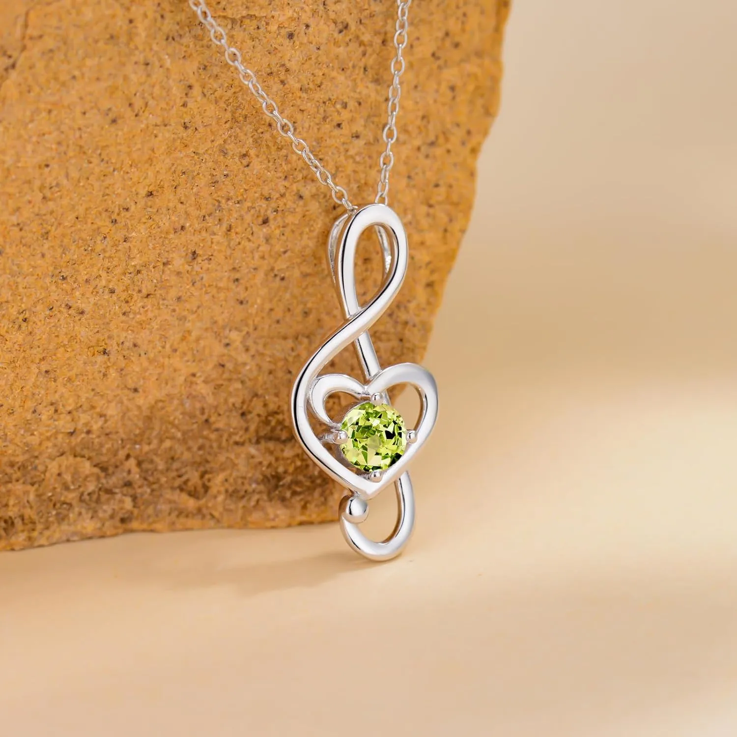 Music Note Necklaces for Women Sterling Silver 12 Birthstone Musical Necklace Jewelry Birthday Gifts Music Lovers Student Teacher