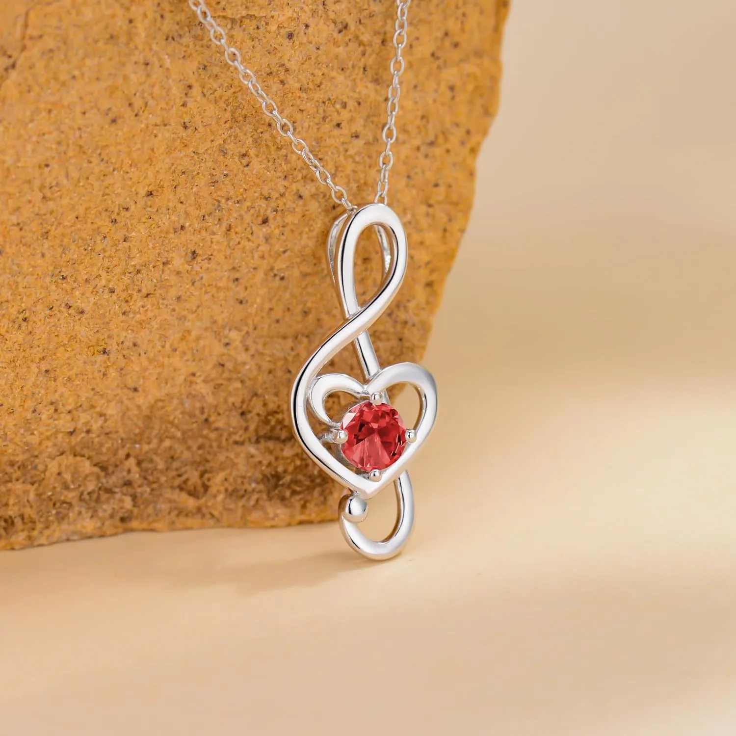 Music Note Necklaces for Women Sterling Silver 12 Birthstone Musical Necklace Jewelry Birthday Gifts Music Lovers Student Teacher